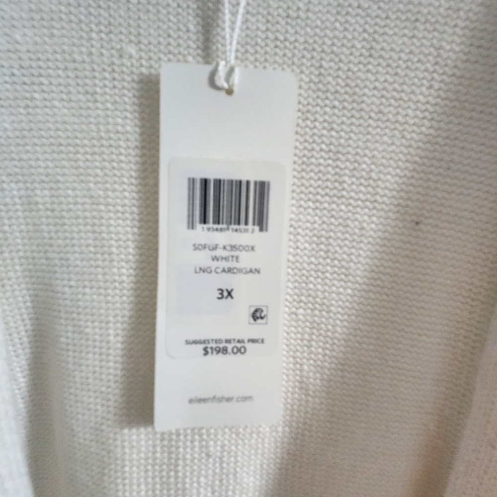 NWT EISHER FISHER White Long Cardigan Sweater Size 3X - Picture 4 of 4